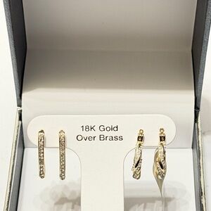 18K Gold and Silver Hoop Earrings